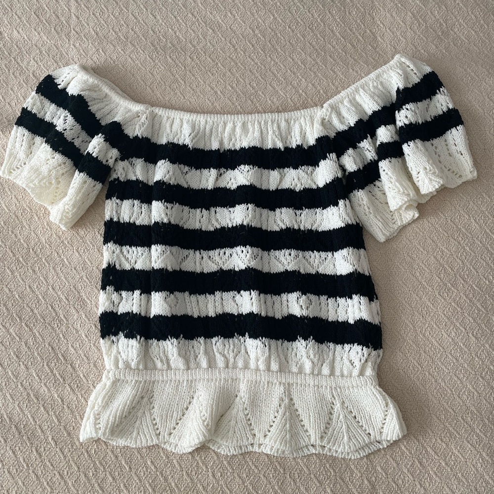 Bluivy knit stripped blouse